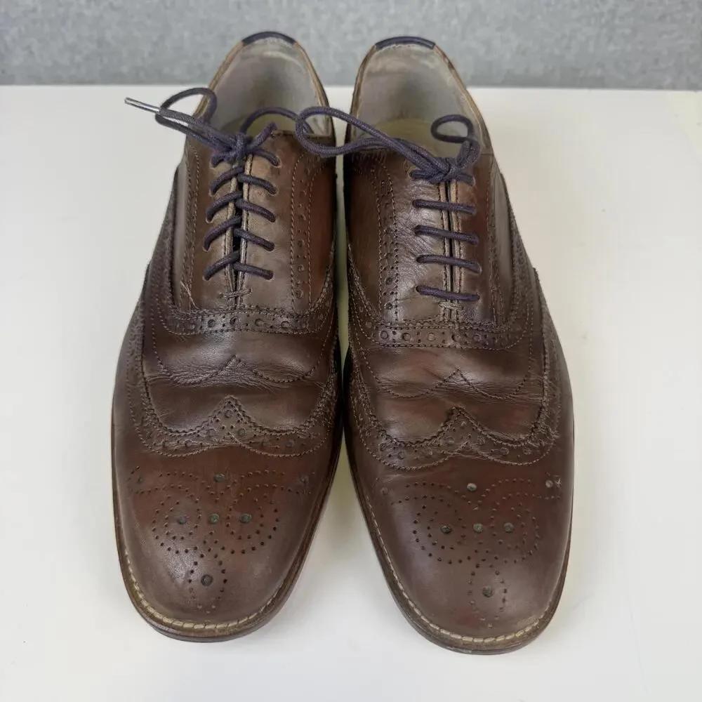 Clarks Men's Size 9 Brown Genuine Leather Brogue Dress Shoes Lace Up